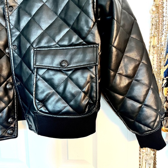🎀HP 3x🎀 NWT Rebecca Minkoff Quilted Moto Jacket L Black DETAILS 🎀 - Picture 5 of 13